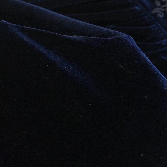 Rare Editions Navy Blue Velvet Velour Dress Floral Girls Size 6 - Picture 5 of 7